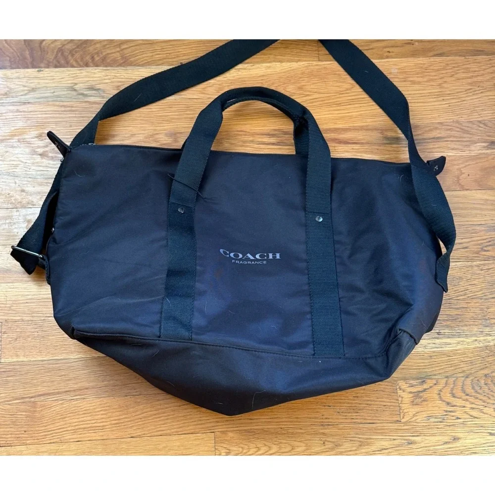 Coach‎ Fragrance Black Nylon Duffle Bag Weekend Travel Carry On Shoulder Strap